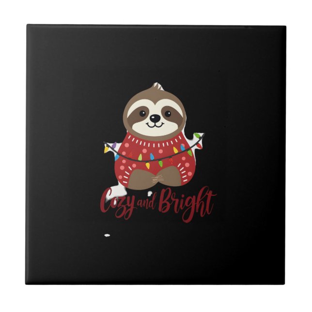 Cozy And Bright Sloth Christmas Lights (1) Tile (Front)