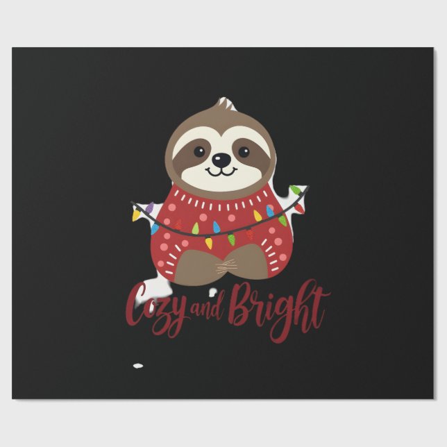 Cozy And Bright Sloth Christmas Lights (1) Wrapping Paper (Flat)