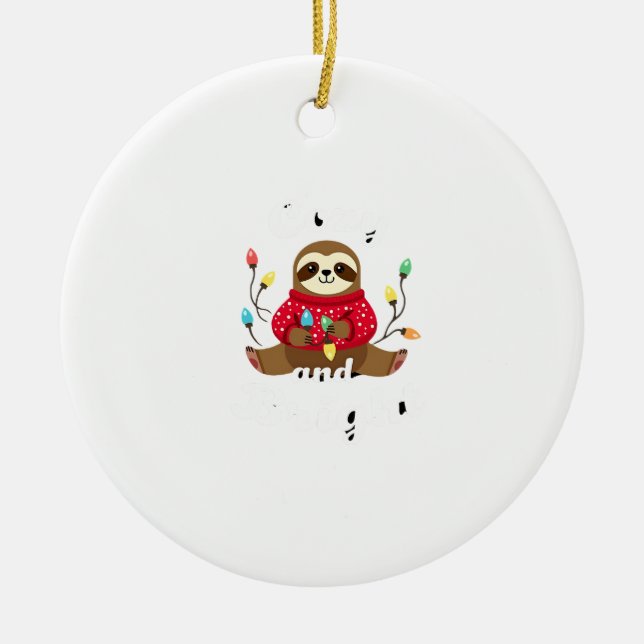 Cozy And Bright Sloth Christmas Lights (2) Ceramic Tree Decoration (Front)