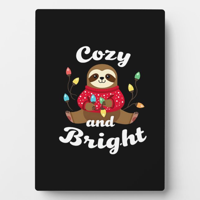 Cozy And Bright Sloth Christmas Lights (2) Plaque (Front)