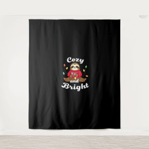 Cozy And Bright Sloth Christmas Lights (2) Tapestry