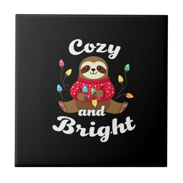 Cozy And Bright Sloth Christmas Lights (2) Tile (Front)
