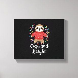 Cozy And Bright Sloth Christmas Lights (3) Canvas Print