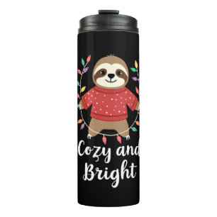 Cozy And Bright Sloth Christmas Lights (3) Thermal Tumbler