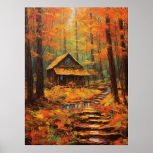 Cozy Autumn Cabin Retreat Fine Art Poster