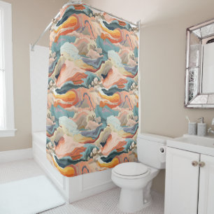 Cozy Autumn Colors Abstract Digital Art Shower Curtain