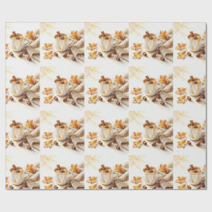 Cozy Autumn Days Latte Watercolor Wrapping Paper