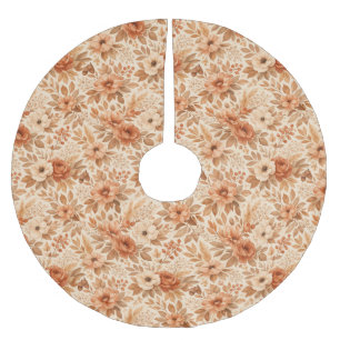 Cozy Autumn Floral Pattern Brushed Polyester Tree Skirt