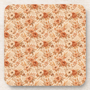 Cozy Autumn Floral Pattern Coaster