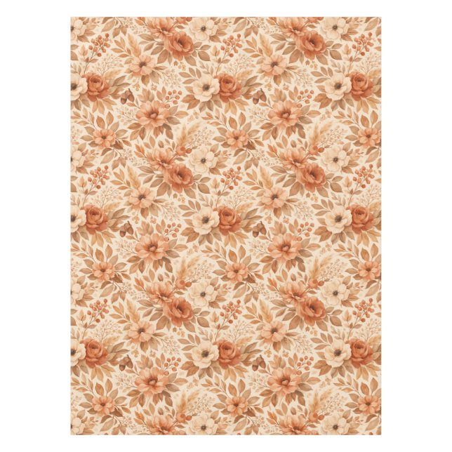 Cozy Autumn Floral Pattern Tablecloth (Front)