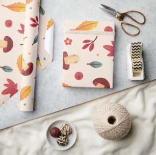  Cozy Autumn Harvest Gift Wrap - Pumpkins, Plaid 