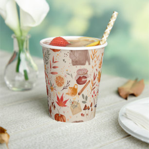 Cozy Autumn Harvest Paper Cups