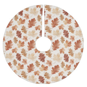 Cozy Autumn Leaf Pattern Brushed Polyester Tree Skirt