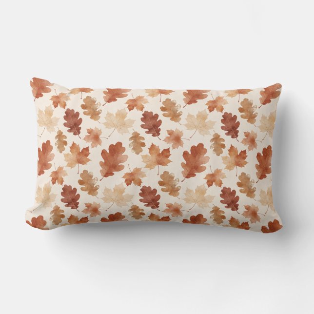 Cozy Autumn Leaf Pattern Lumbar Cushion (Front)