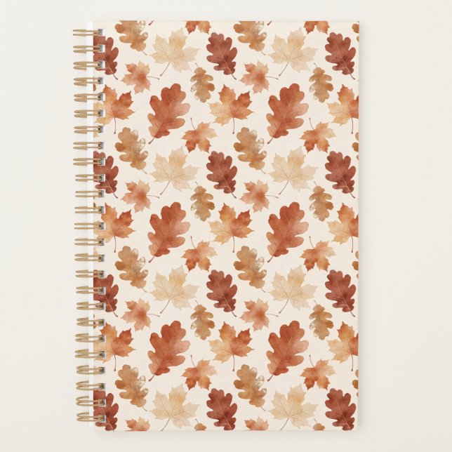 Cozy Autumn Leaf Pattern Planner (Front)