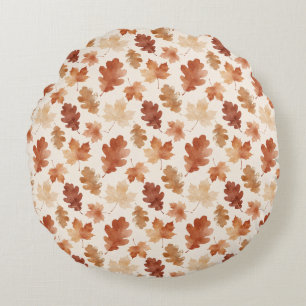 Cozy Autumn Leaf Pattern Round Cushion