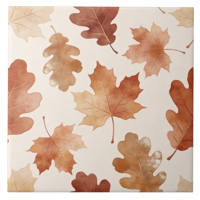 Cozy Autumn Leaf Pattern Tile (Front)