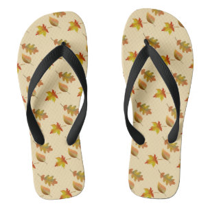 Cozy autumn maple leaves oak leaves  jandals