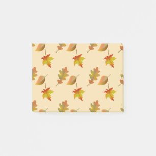 Cozy autumn maple leaves oak leaves post-it notes