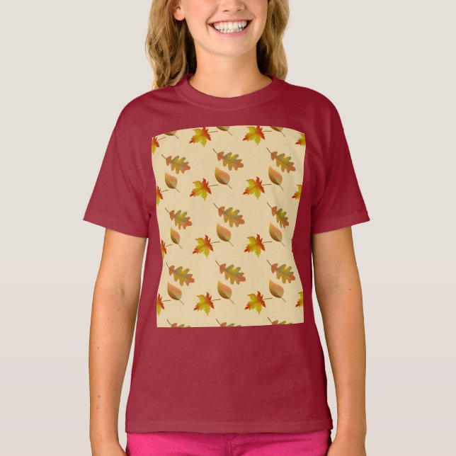 Cozy autumn maple leaves oak leaves T-Shirt (Front)