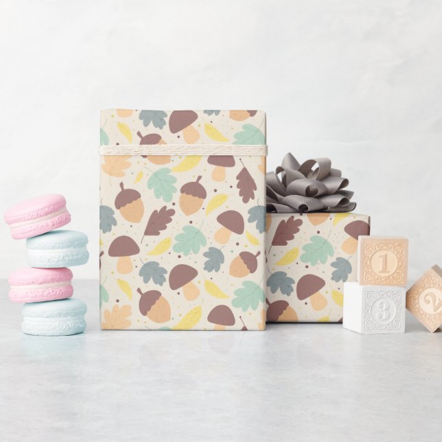 Cozy Autumn Pattern Wrapping Paper Roll (Baby Shower)