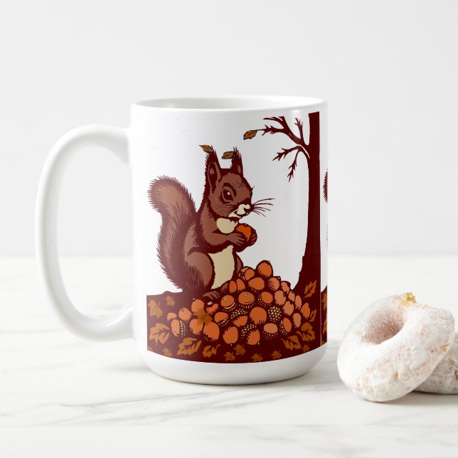 Cozy Autumn Squirrel Mug and Seasonal Harvest (With Donut)