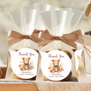 Cozy Autumn Teddy Bear Thank You Classic Round Sticker
