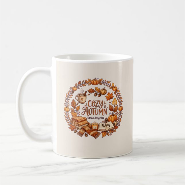 Cozy Autumn Wreath Coffee Mug (Left)