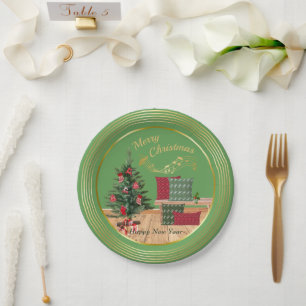 Cozy Bench Merry Christmas Paper Plate
