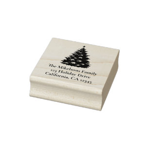 Cozy Blue Rustic Christmas Rubber Stamp