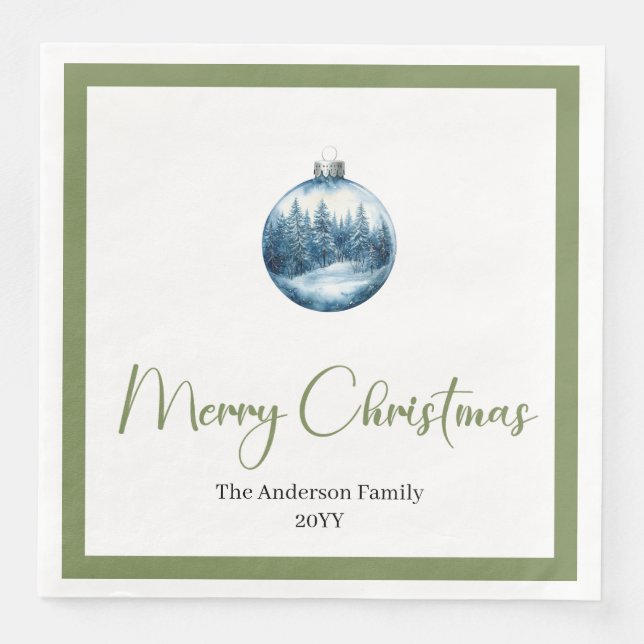 Cozy Bohemian Winter Scene Christmas Party Napkins (Front)