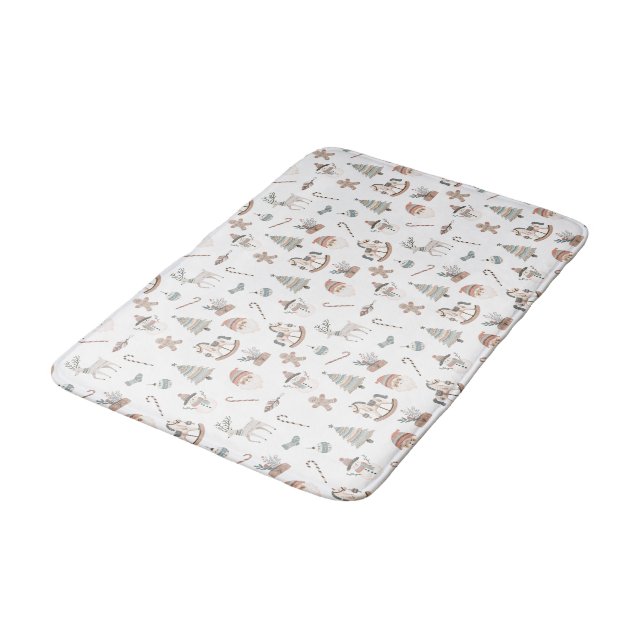 Cozy Boho Christmas Bath Mat (Angled)
