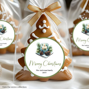 Cozy Boho Neutral Colors Holiday Gift Tag Sticker