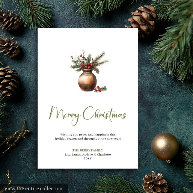 Cozy Boho Pine Wreath Minimalist Christmas Card (Cozy Boho Pine Wreath Minimalist Christmas Card)