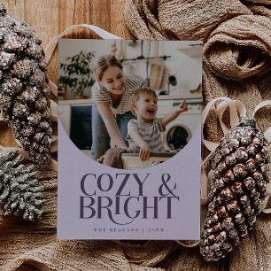 Cozy Bright Elegant Photo Purple Holiday Card