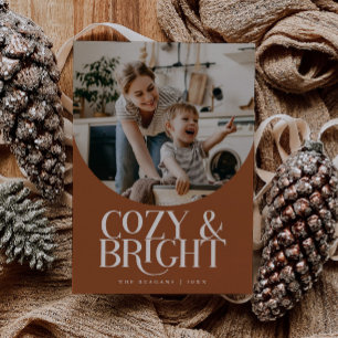 Cozy Bright Elegant Photo Terracotta Holiday Card