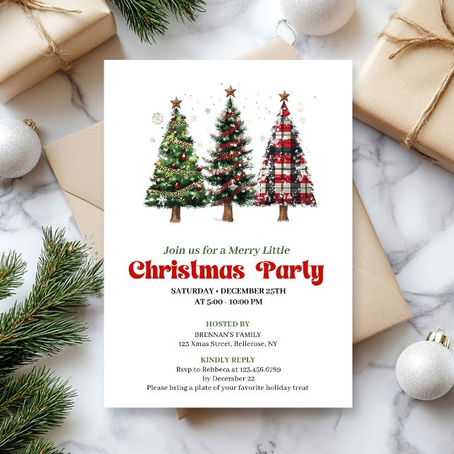 Cozy buffalo plaid Christmas tree holiday invite (Cozy buffalo plaid Christmas tree holiday invite)