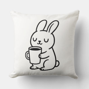 Cozy Bunny Coffee Doodle Cushion