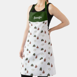Cozy cabin monogram name Christmas Apron