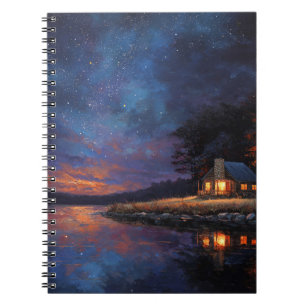Cozy Cabin Reflections Starry Twilight Notebook