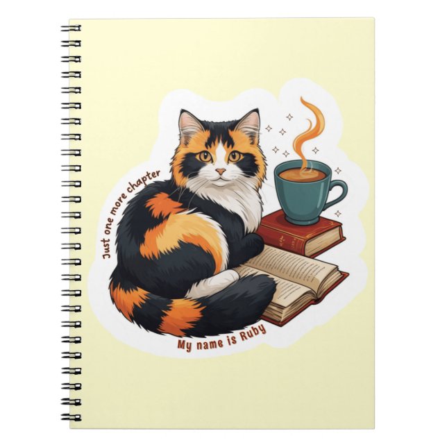 Cozy Calico Cat Personalized Spiral Notebook (Front)