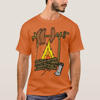 cozy campfire fasces roasting german sausages T-Shirt