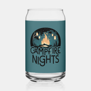Cozy Campfire Nights Rustic Outdoor Adventure Can Glass