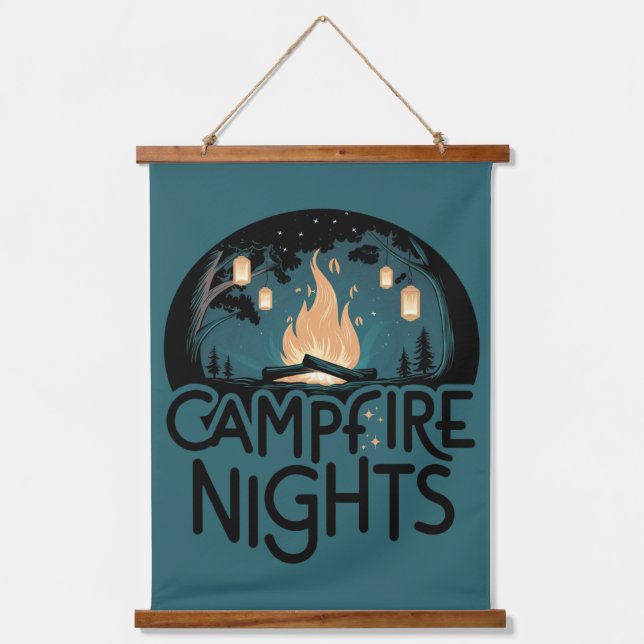 Cozy Campfire Nights Rustic Outdoor Adventure Hanging Tapestry (Front)
