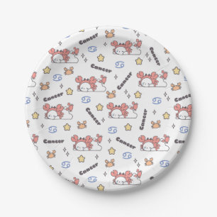 Cozy Cancer Constellation Bunny & Crab Zodiac  Paper Plate