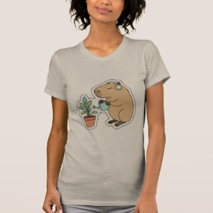Cozy Capybara Watering Houseplant T-Shirt