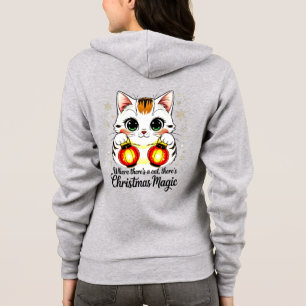 Cozy Cartoon Cat - Whimsical Winter Holiday Hoodie