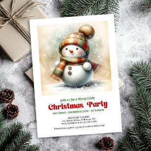 Cozy cartoon snowman invitation digital holiday