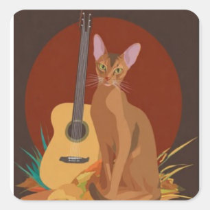 Cozy Cat & Guitar Sticker