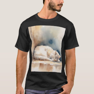 Cozy Cat Lover Watercolor Print - Fluffy Feline Ar T-Shirt